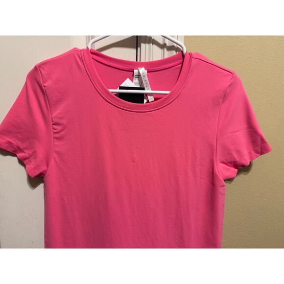 Fabletics Seamless Short Sleeve Mini Length Workout Dress Pink Cactus Sz L - Picture 7 of 11